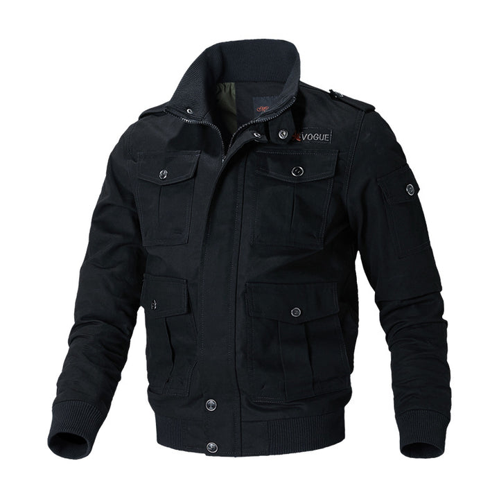 Men's military field jacket with multiple pockets, shoulder epaulettes, and ribbed cuffs Mune Fashion