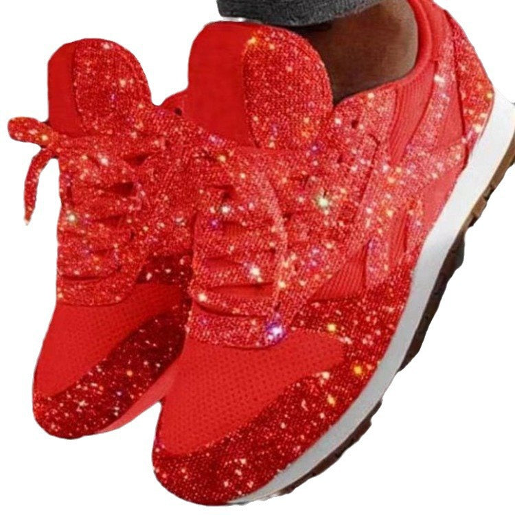 Women's Glitter Sneakers with Breathable Mesh and Profiling Rubber Sole Mune Fashion