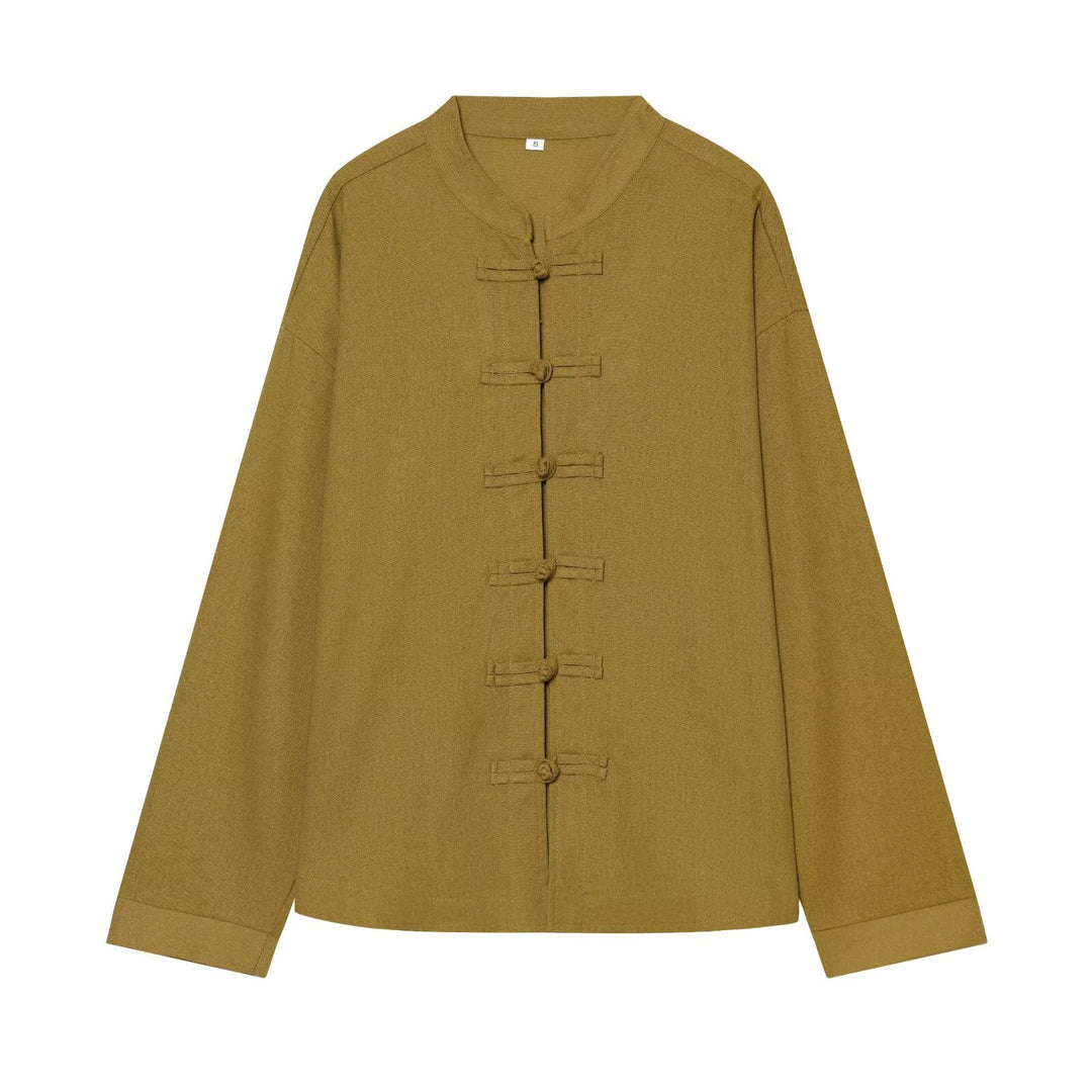 Women’s Two-Piece Ensemble with Loose-Fitting Knot Jacket and Wide High-Cut Pants Drune