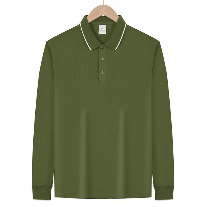 Men's Long Sleeve Functional Polo Shirt with Piqué Structure and Contrast Collar Mune Fashion