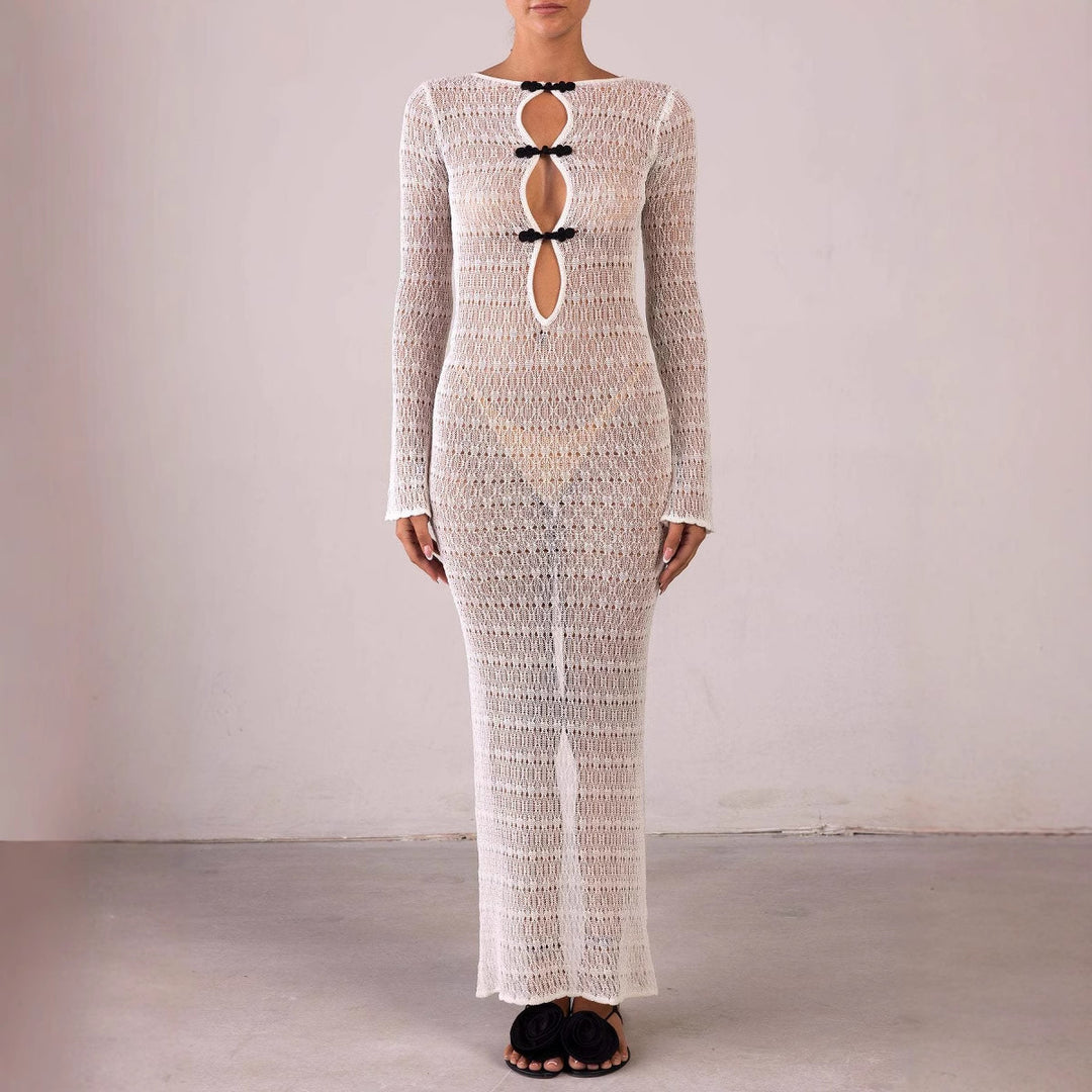 Women's knitted dress with innovative cut-outs