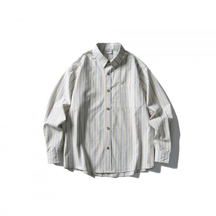 Unisex Casual Oversized Striped Shirt with Boxy Silhouette and Breast Pocket Mune Fashion