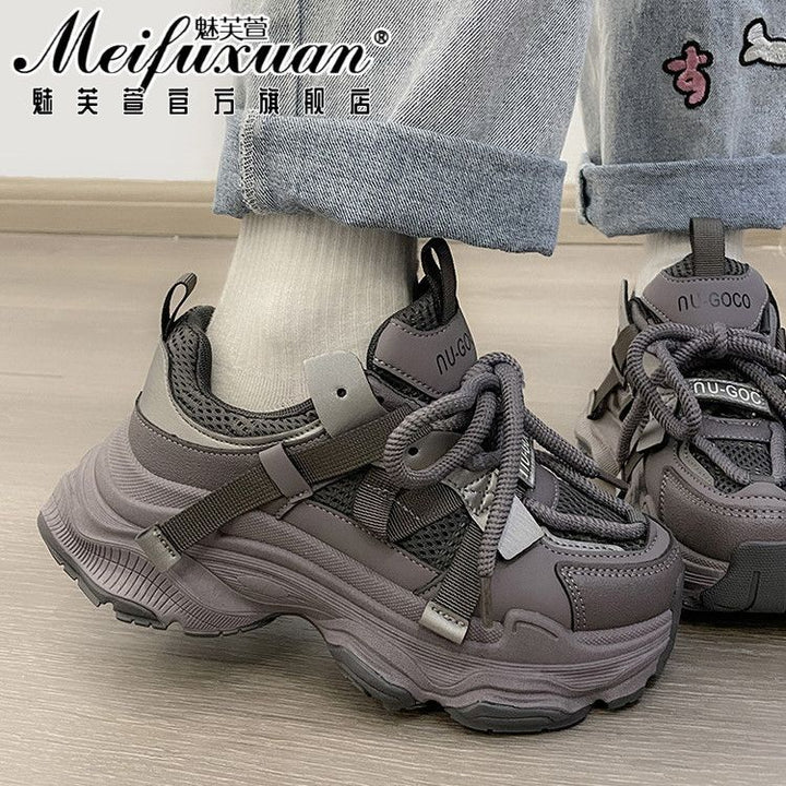 Women Sporty Chunky Sneakers with breathable mesh upper and innovative lacing system Mune Fashion