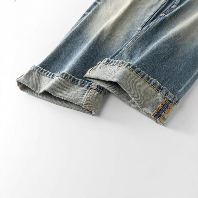 Women's Loose-Fit Straight-Leg Jeans with High Waist and Vintage Wash Mune Fashion
