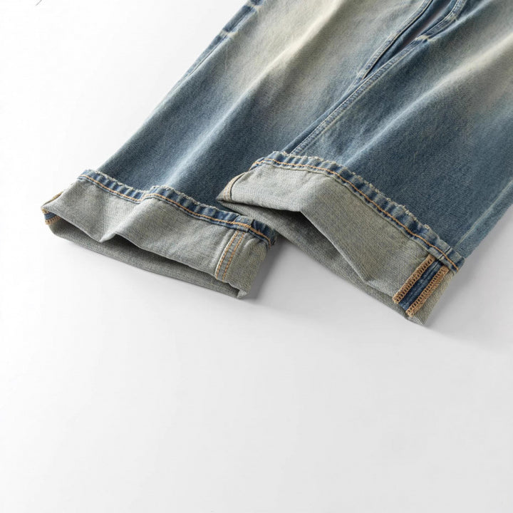 Women's Loose-Fit Straight-Leg Jeans with High Waist and Vintage Wash Mune Fashion