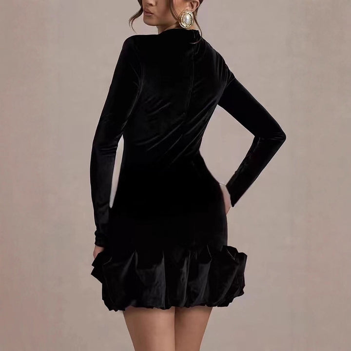 Ladies Elegant Mini Dress with Ruffle Hem Mune Fashion