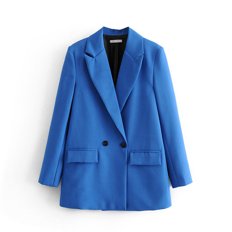 Women's Oversize Double-Breasted Blazer with Lapel and Soft Lining Mune Fashion