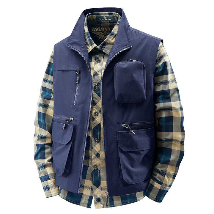 Men's Field Utility Vest with contrasting chest pocket, organizer pouches and sturdy front zipper Mune Fashion
