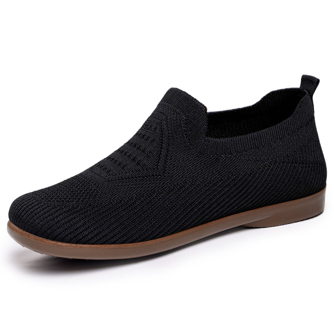 Women's knitted comfort slip-on half shoe with sock-like shaft, padded memory insole and flexible lightweight sole Mune Fashion