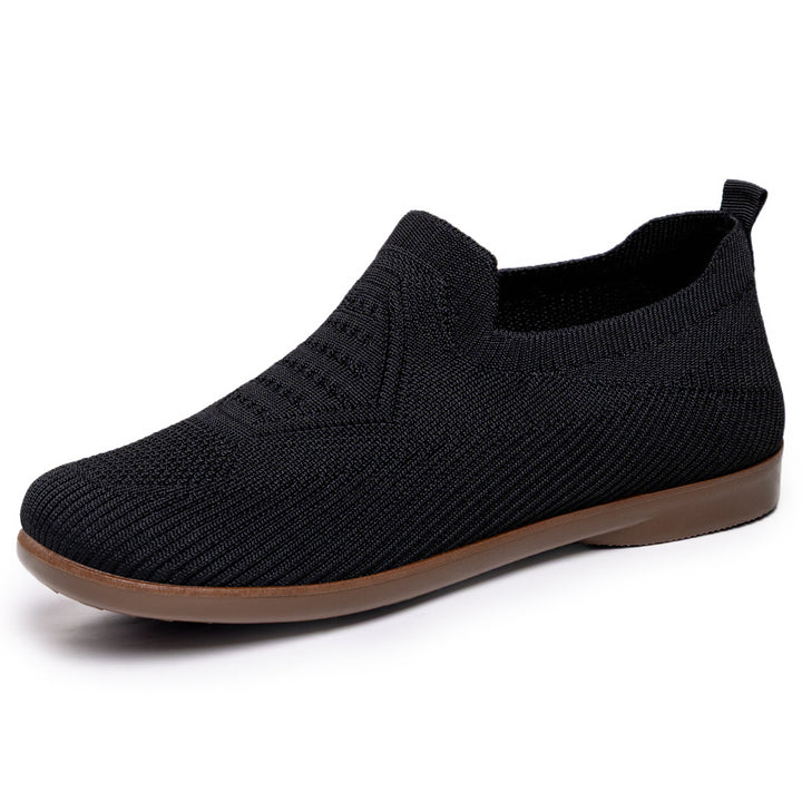 Women's knitted comfort slip-on half shoe with sock-like shaft, padded memory insole and flexible lightweight sole Mune Fashion