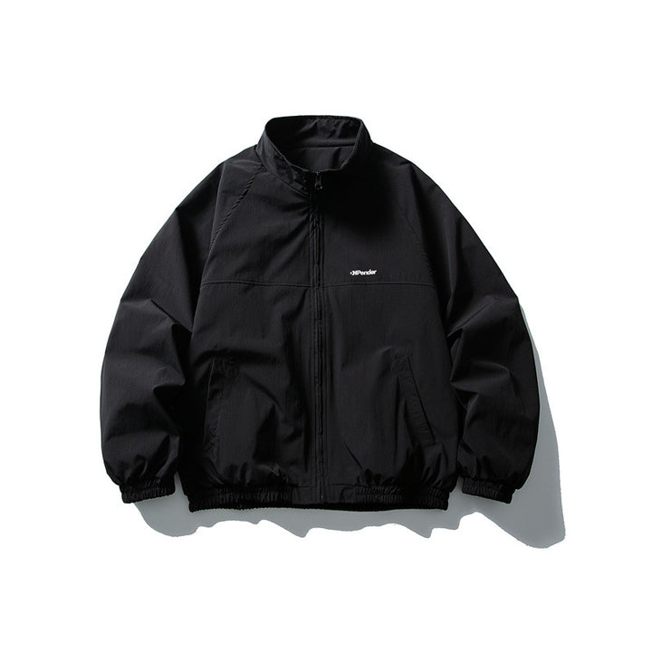 Unisex Lightweight water-repellent windbreaker with stand-up collar, raglan sleeves, and elastic hem Mune Fashion