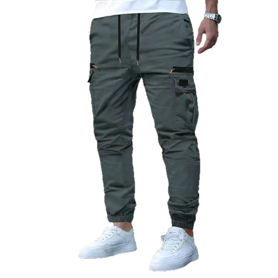 Men's Tapered Cargo Pants in Jogger Style with Elastic Waistband, Drop-Crotch Pocket & Zipper Pockets Mune Fashion