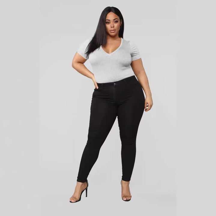 Women's High-Waist-Stretch-Skinny-Jeans for Curvy-Figures Mune Fashion