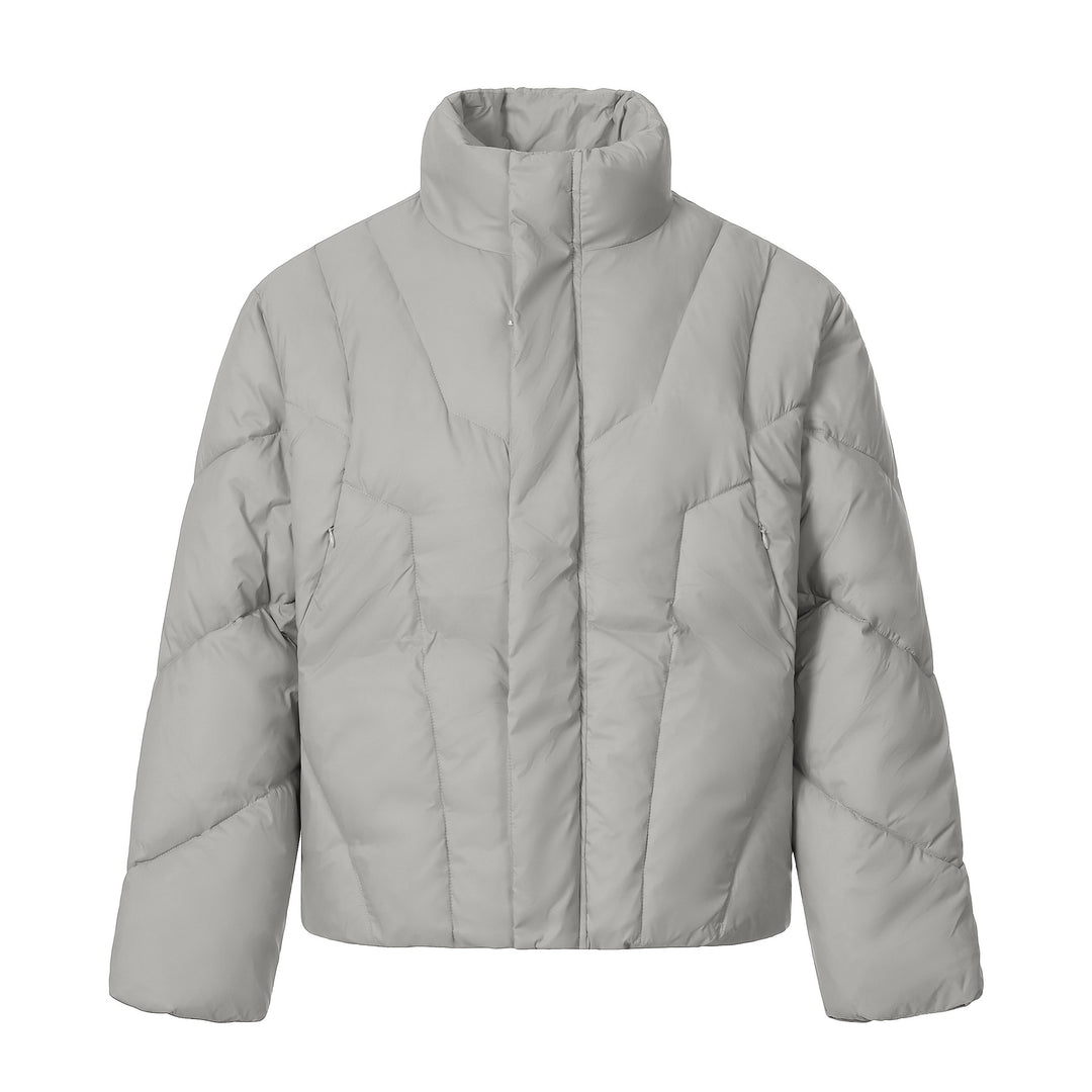 Unisex Short Quilted Insulation Jacket with Warm Funnel Collar Mune Fashion
