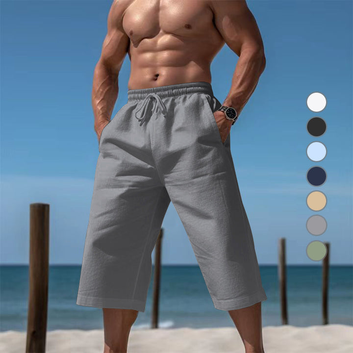 Men's casual knee-length Bermuda shorts with elastic waistband and drawstring Mune Fashion