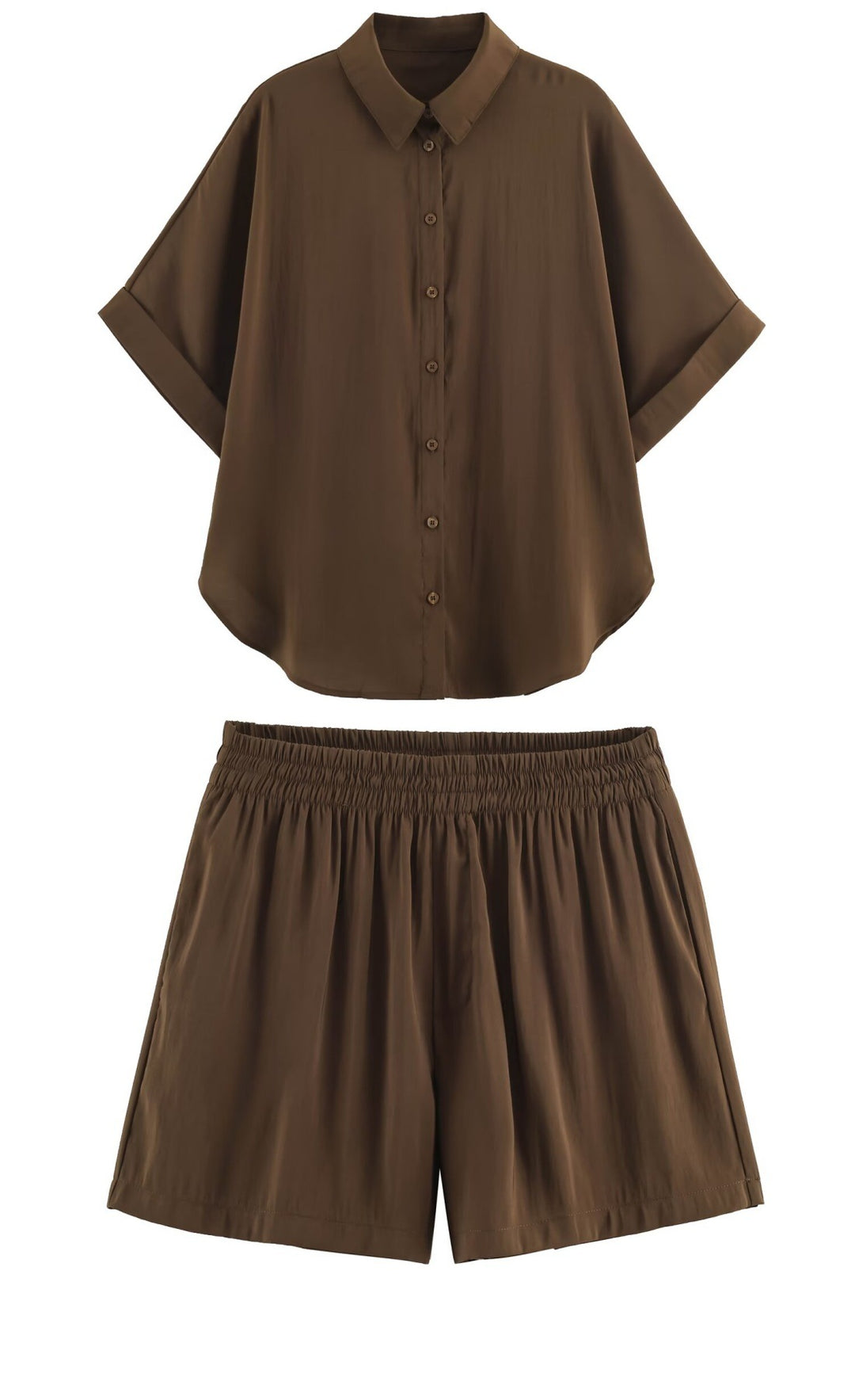 Women's Loose Two-Piece Set with Oversized Shirt and Elastic Shorts Mune Fashion