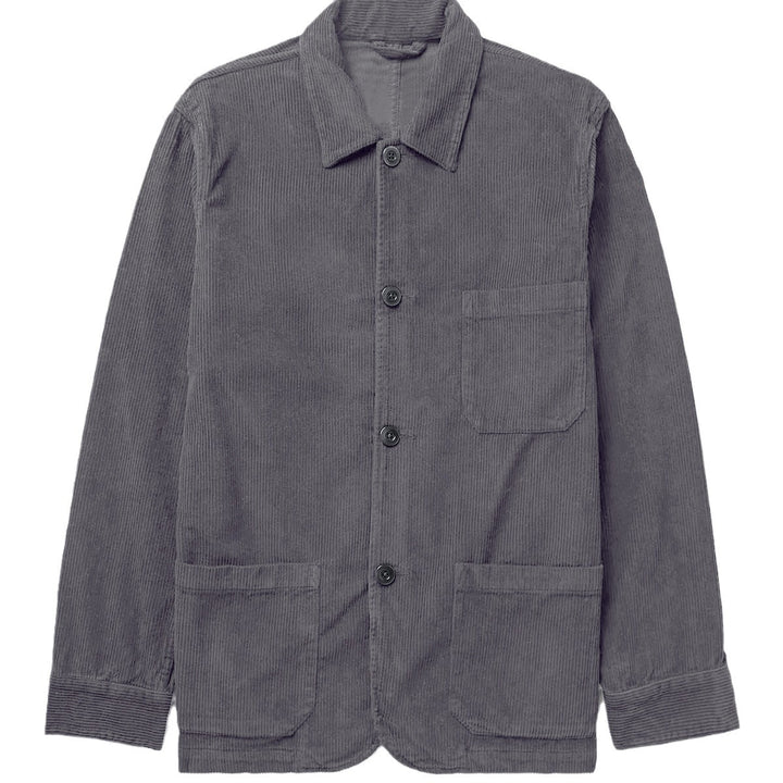 Men's Cord Worker Jacket with Shirt Collar and Patch Pockets Mune Fashion
