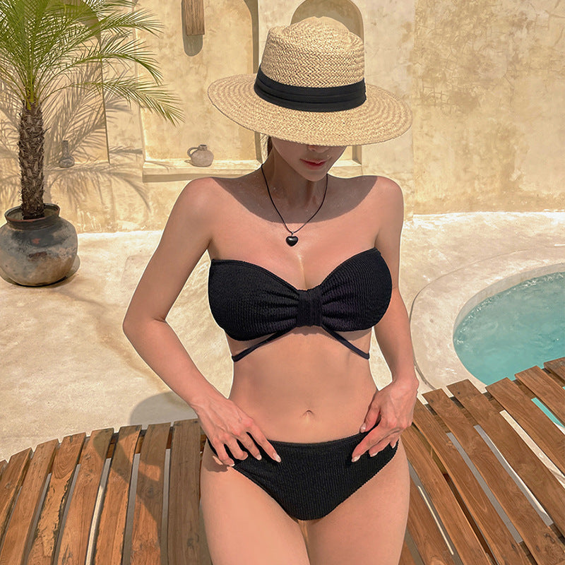 Women's bikini set with elegant knot design and ribbed knit pattern Mune Fashion