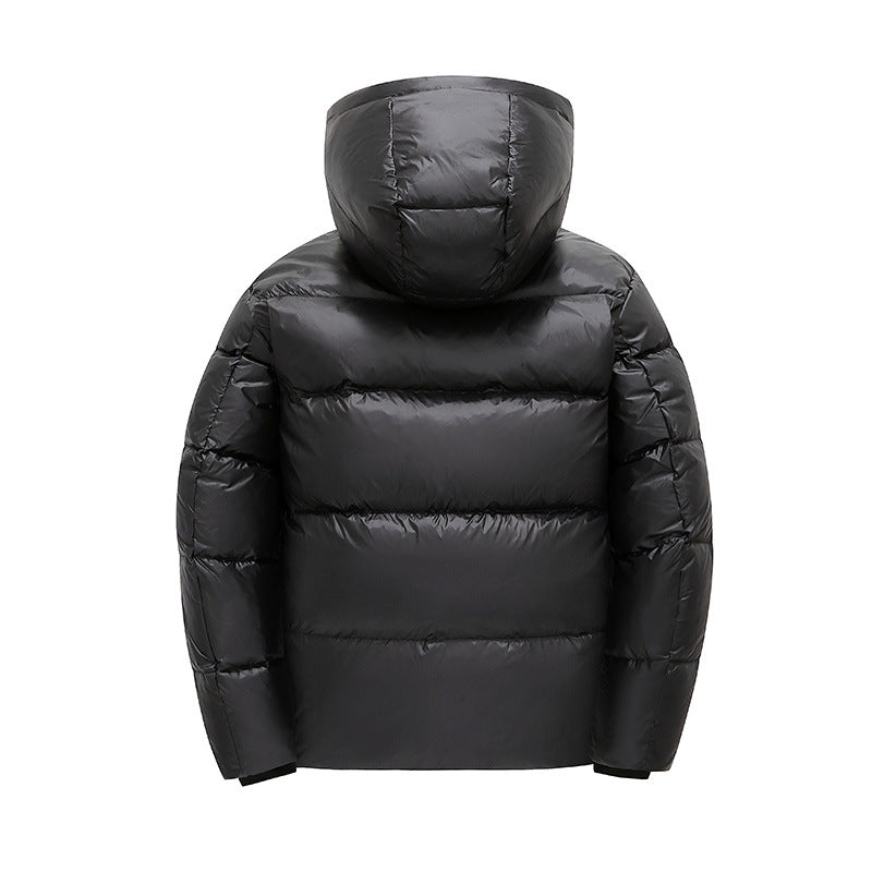 Men's glossy thermo quilted jacket with reflective lining, hood, and heat-insulating padding Mune Fashion