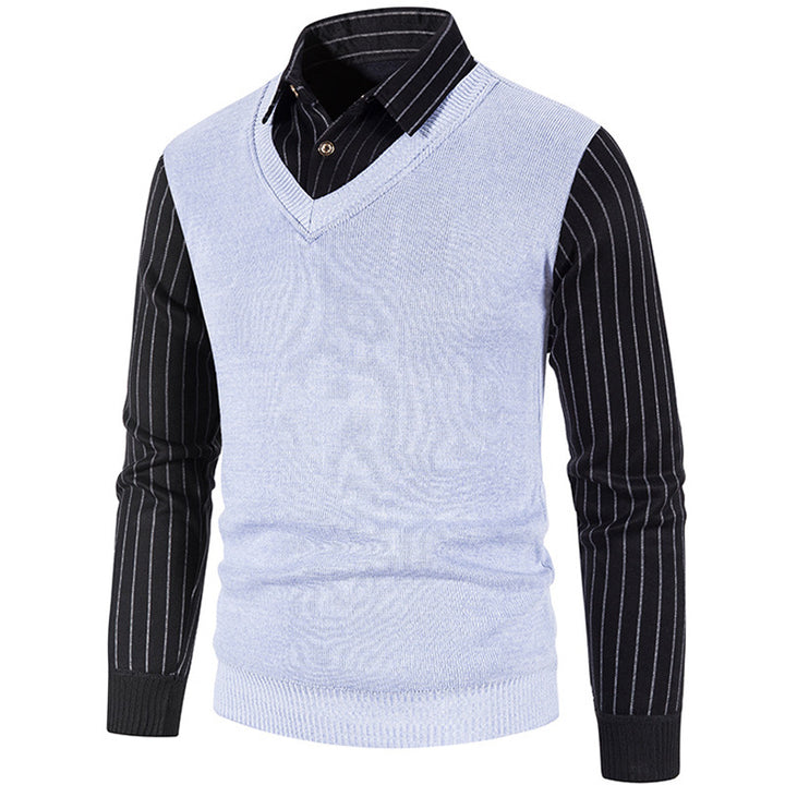 Men's thermo-lined V-neck knitted vest with ribbed cuffs Mune Fashion