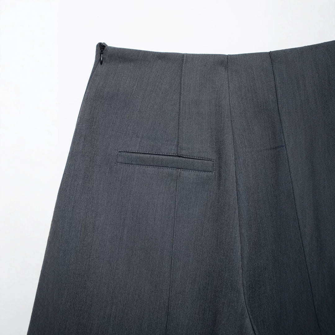 Women's Wide Highwaist Pants with Center Seam and Front Slit Mune Fashion