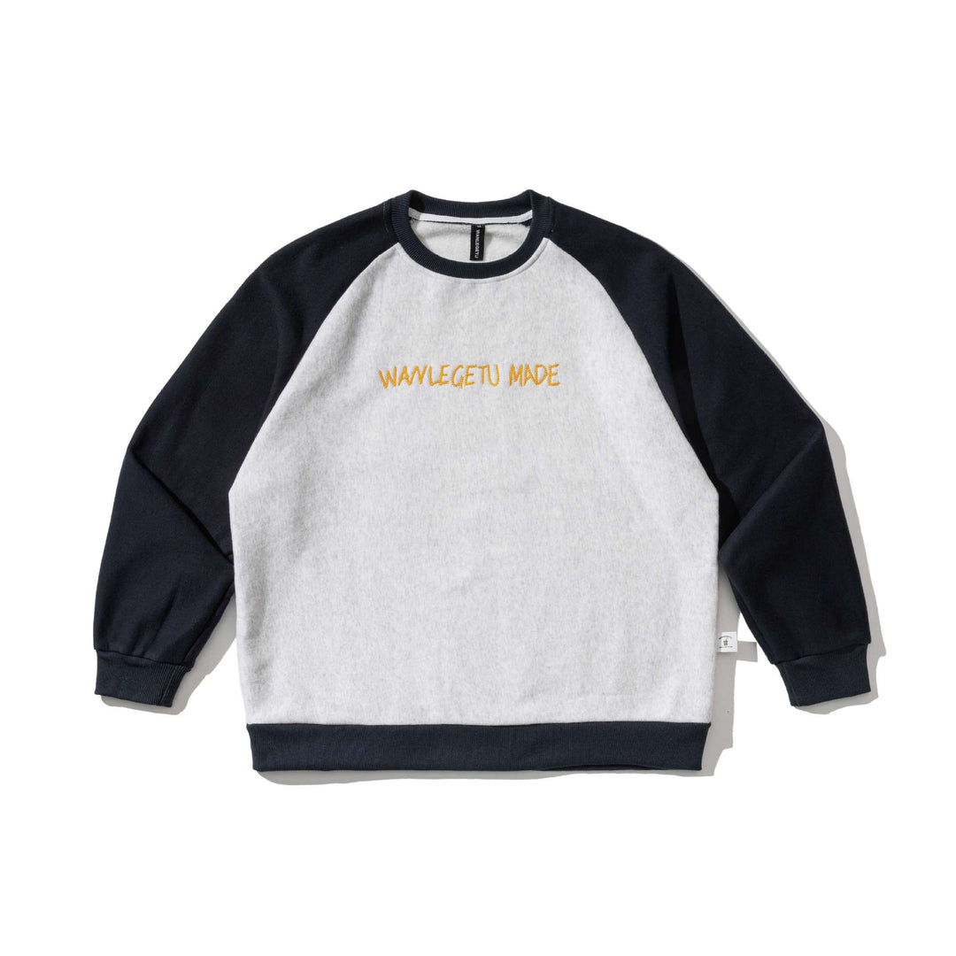 Men's raglan sweatshirt with embroidered logo and contrast sleeves made of lightweight terry Mune Fashion