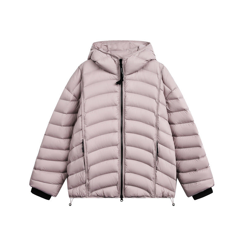 Women's Lightweight Padded Down Jacket with Hood and Adjustable Hem Mune Fashion