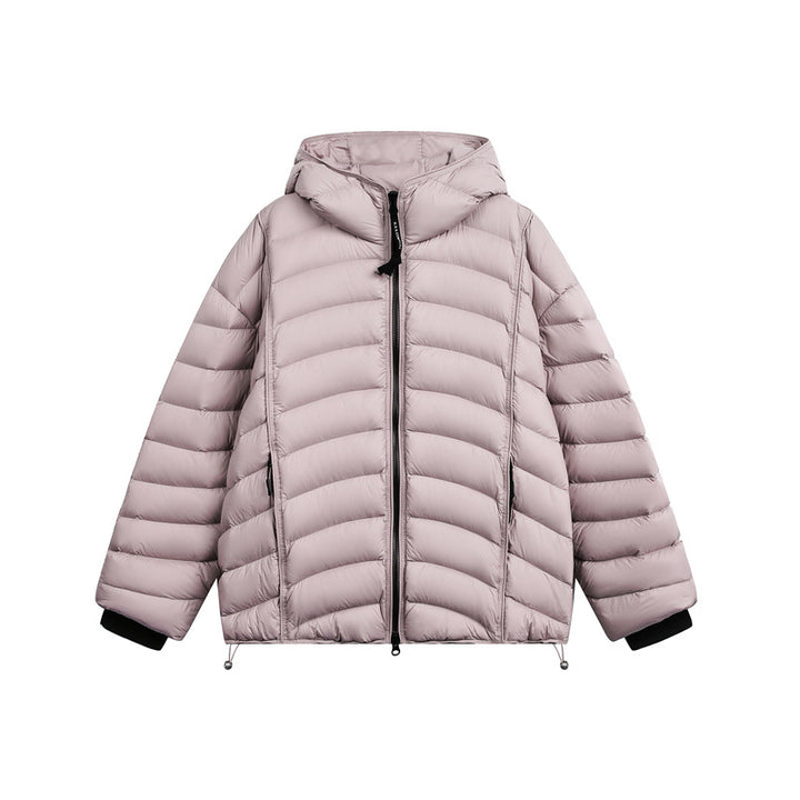Women's Lightweight Padded Down Jacket with Hood and Adjustable Hem Mune Fashion