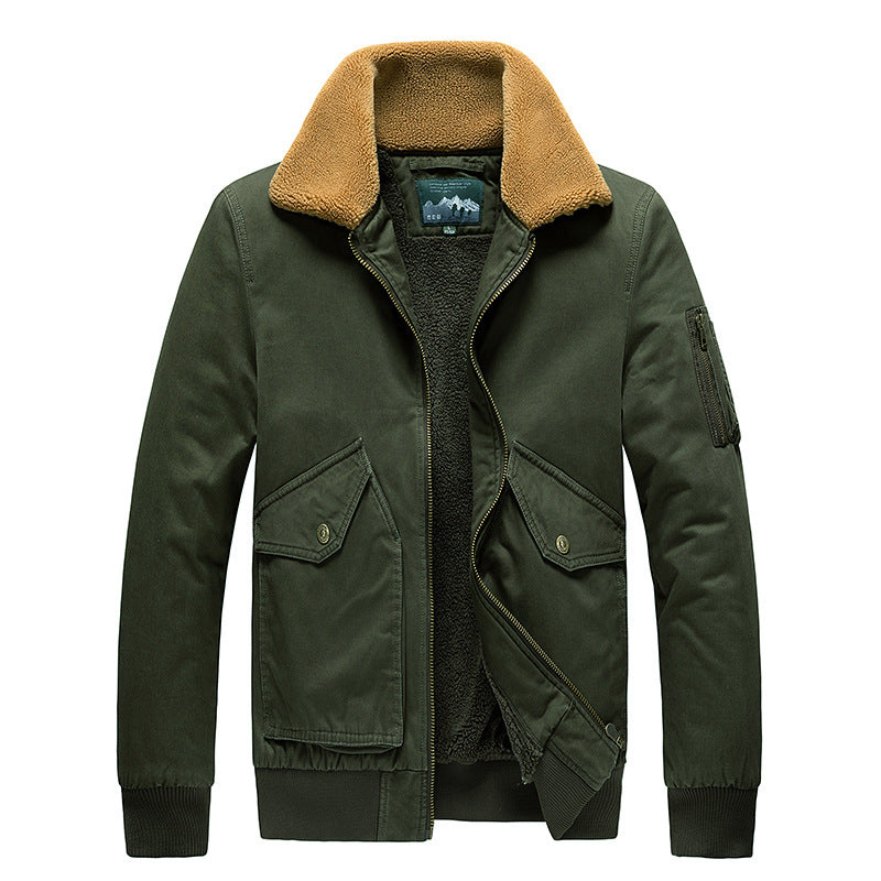 Men's Pilot Blouson with Sherpa Lining and Turn-Down Collar Mune Fashion