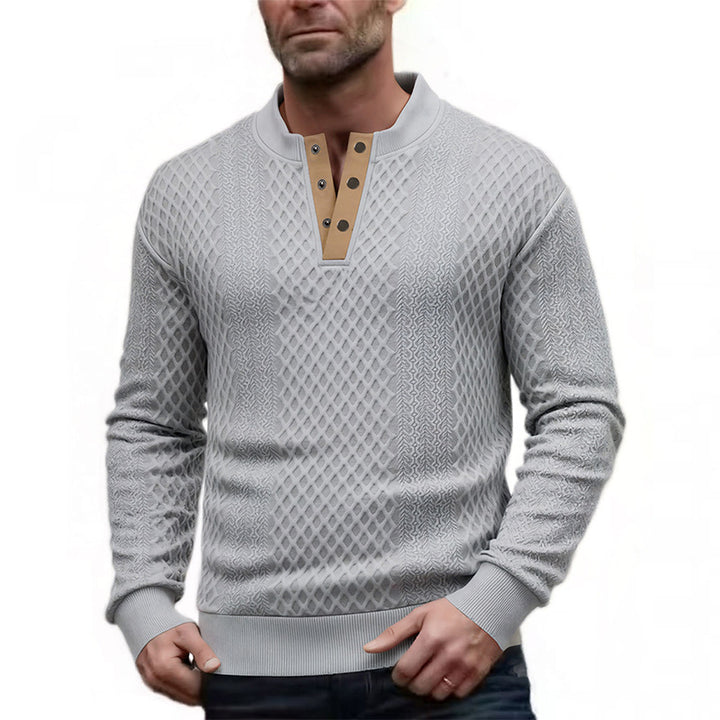 Men's Elegant Structured Sweater with Button Placket Mune Fashion