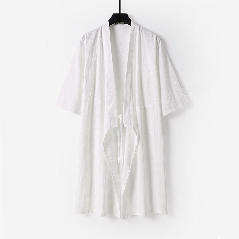 Unisex Oversize Kimono Coat made of cotton blend with tie belt and three-quarter sleeves Mune Fashion