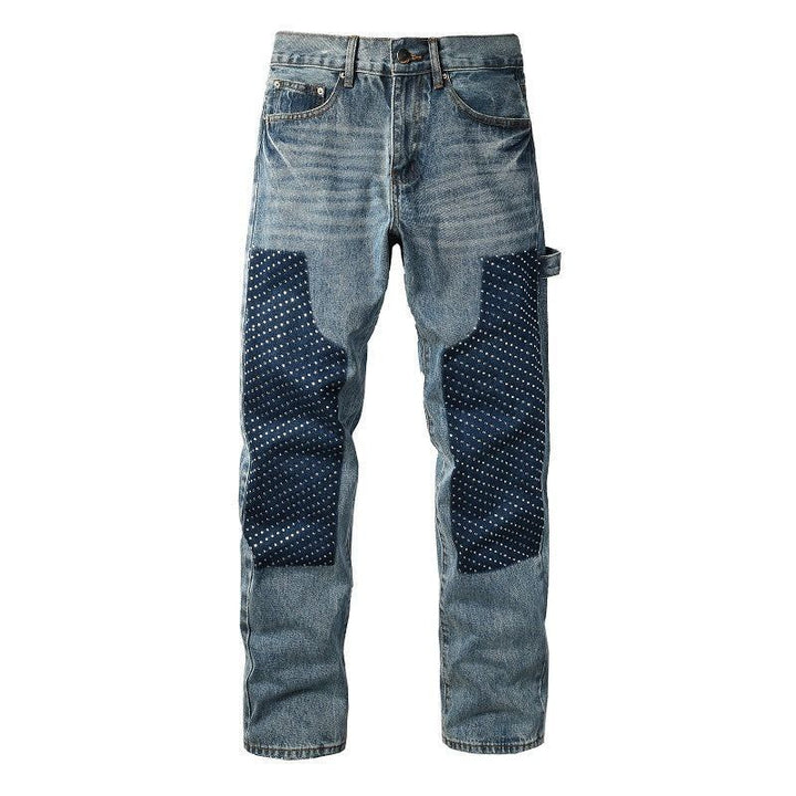 Men's Fashion Denim Pants with Contrast Patches Mune Fashion