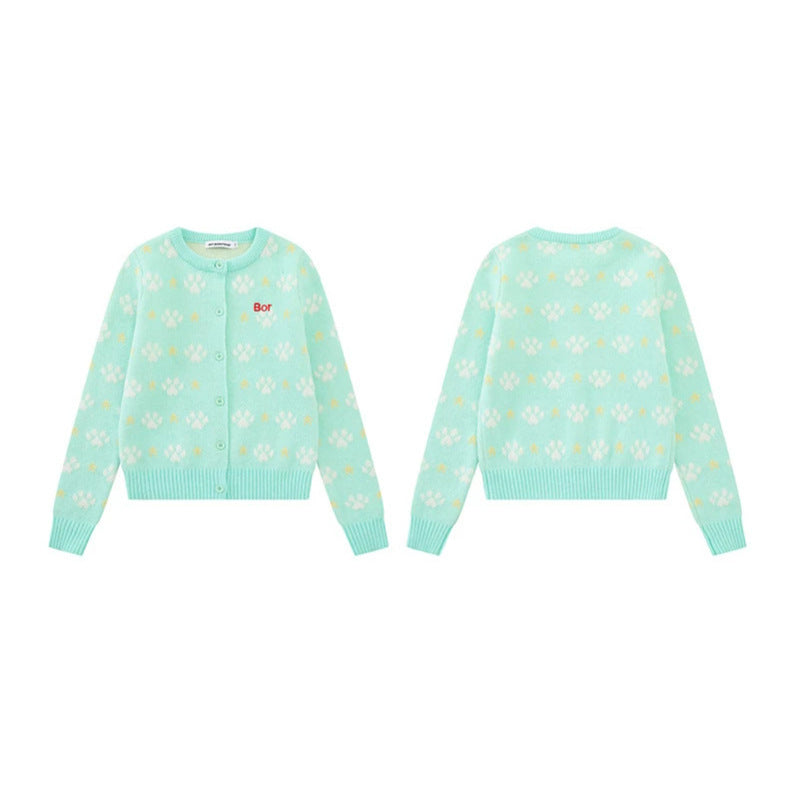 Women's cardigan with allover jacquard, round neck and button placket Mune Fashion