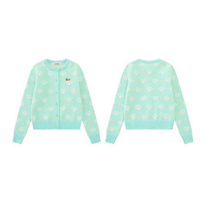 Women's cardigan with allover jacquard, round neck and button placket Mune Fashion