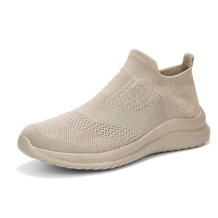 Unisex nan breathable knitted slip-on shoe with elastic shaft and shock-absorbing sole Mune Fashion