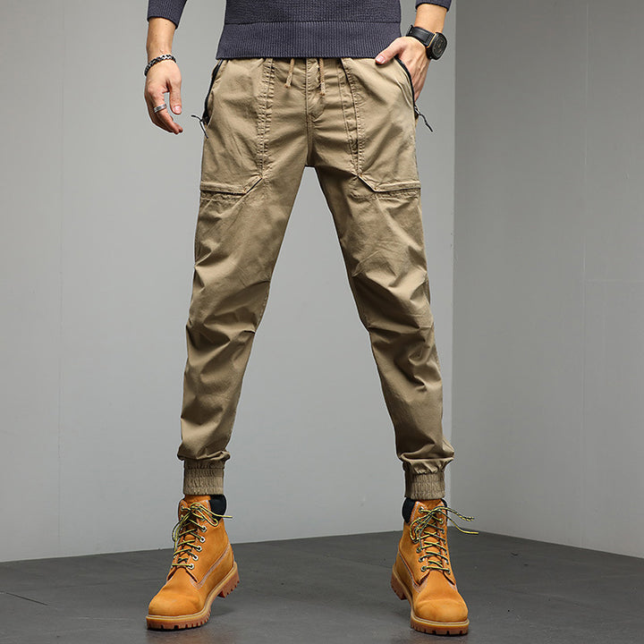 Men's Tapered Cargo Jogger Pants with Drawstring, Elastic Cuffs, and Multifunctional Pockets Mune Fashion