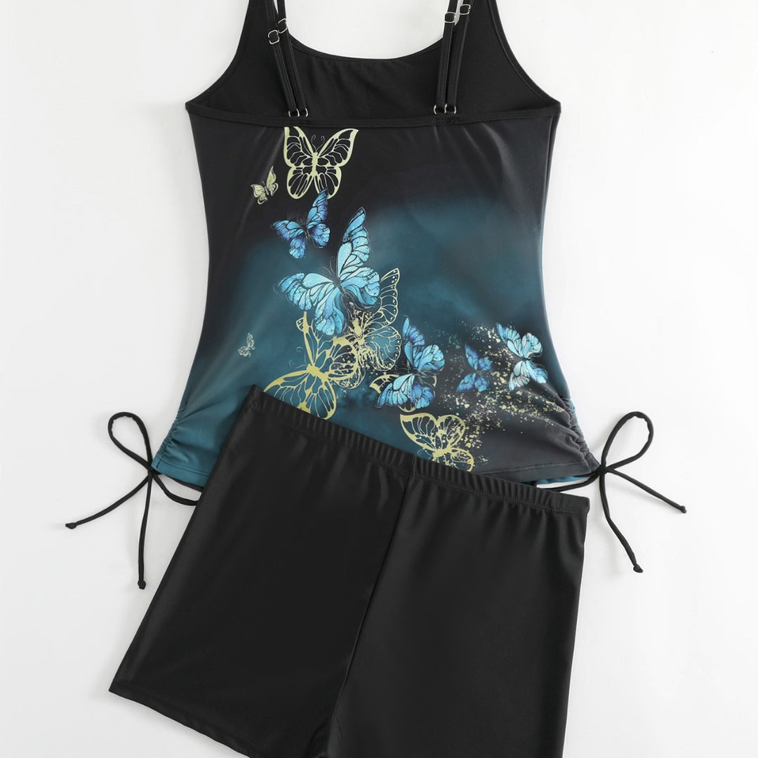 Ladies Tankini with Butterfly Design and Swim Shorts Mune Fashion