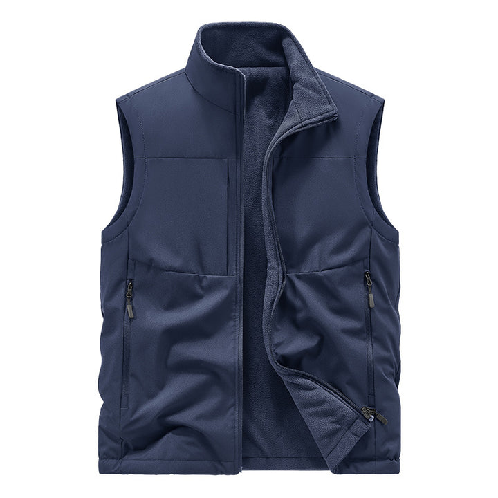 Men's lightweight technical outdoor vest with stand-up collar, mesh lining, and zippered pockets Mune Fashion