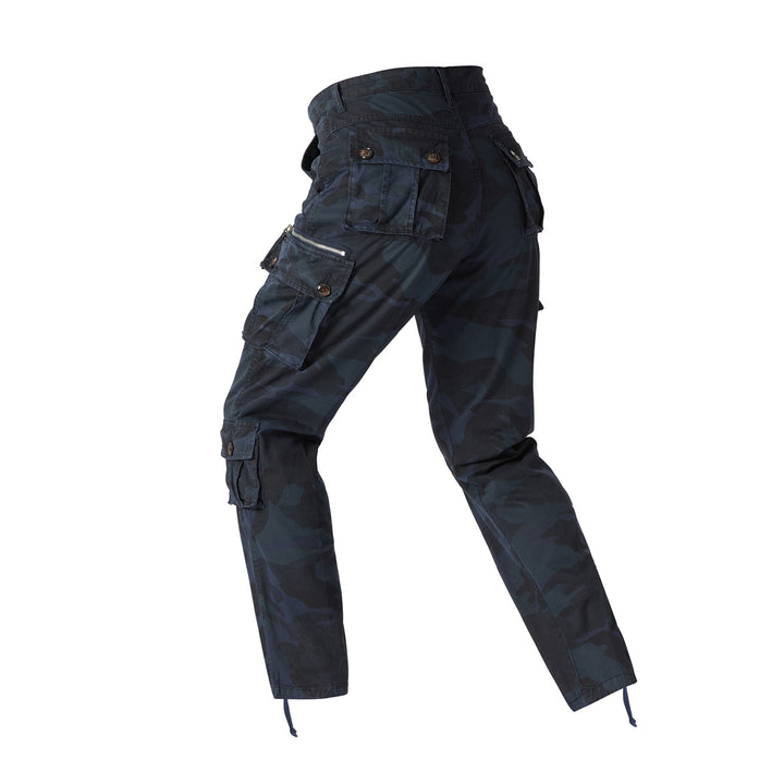 Men's cargo pants in camouflage military style with multiple pockets and adjustable ankle straps Mune Fashion