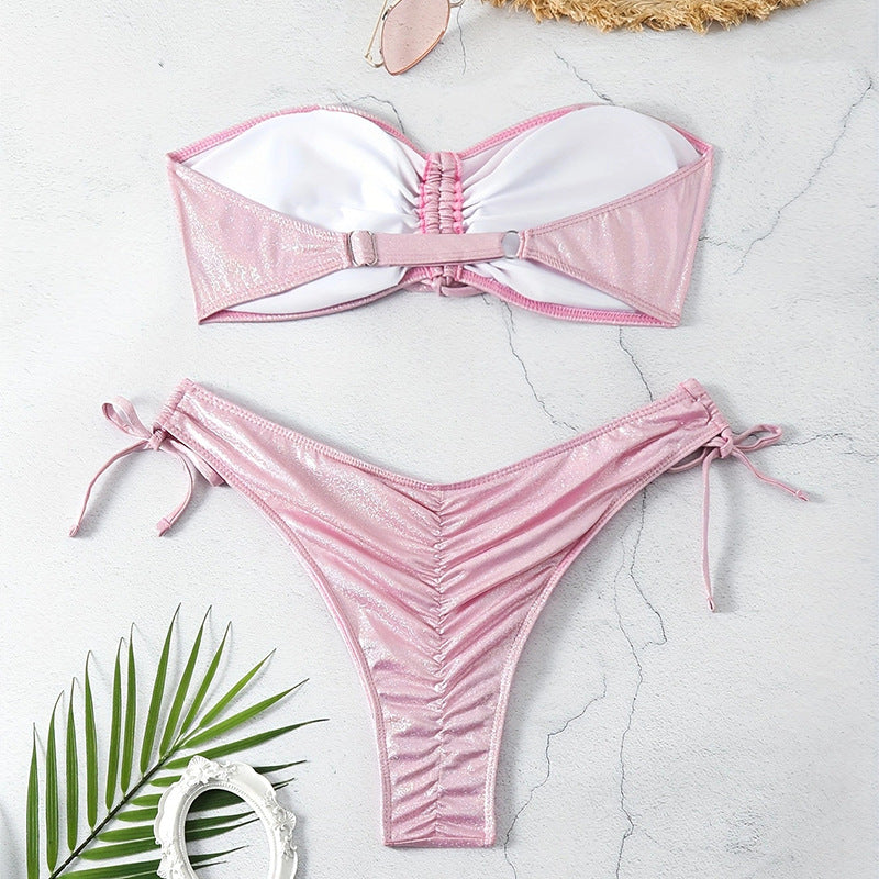 Ladies Shimmering Bandeau Bikini Set Mune Fashion