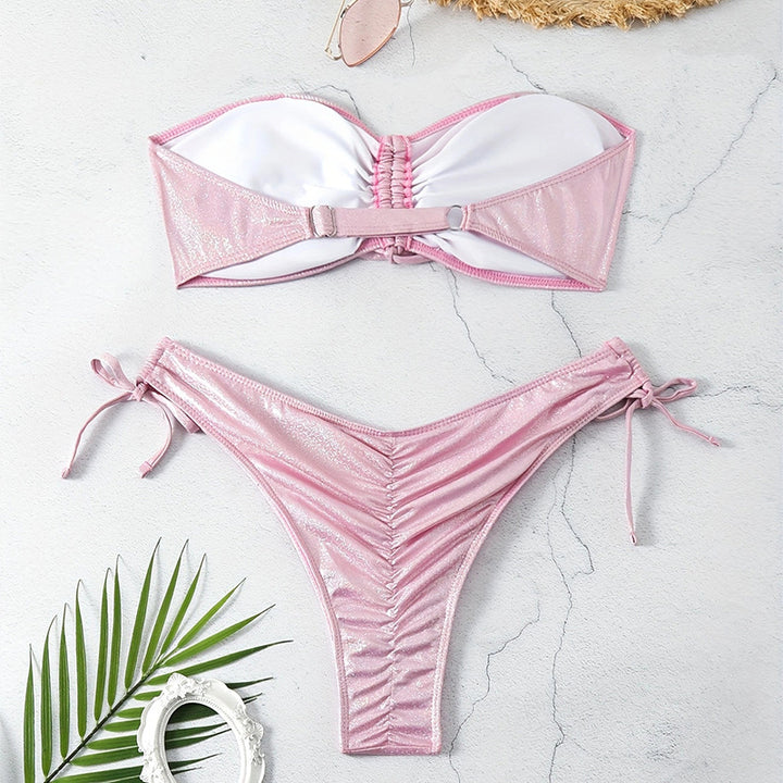 Ladies Shimmering Bandeau Bikini Set Mune Fashion