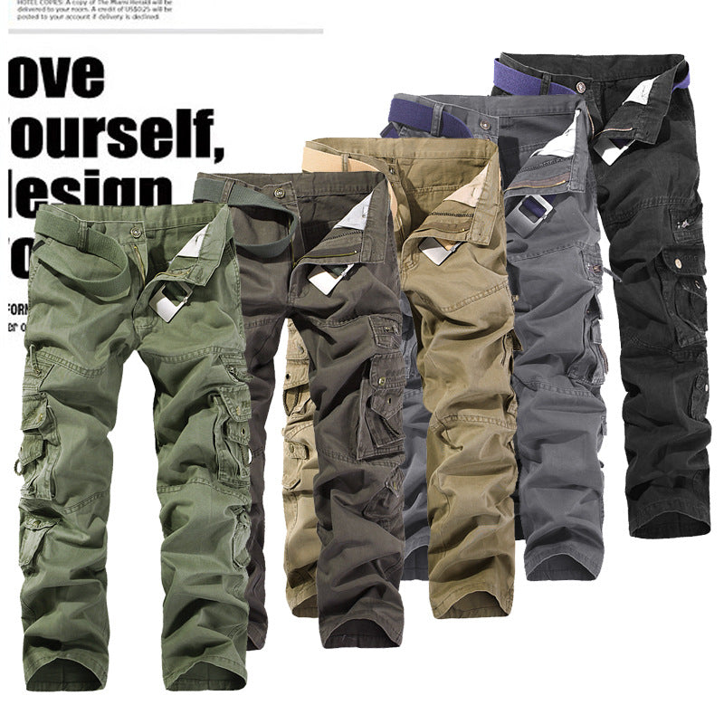Men's Robust Cargo Work Pants with Multiple Pockets, Knee Pleats and Relaxed Fit Mune Fashion