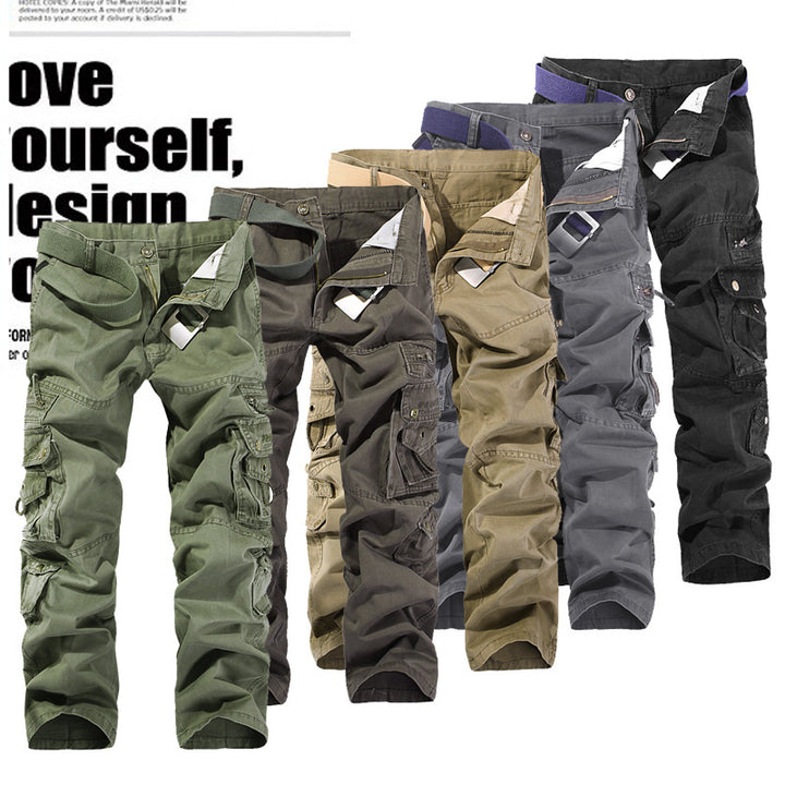 Men's Robust Cargo Work Pants with Multiple Pockets, Knee Pleats and Relaxed Fit Mune Fashion