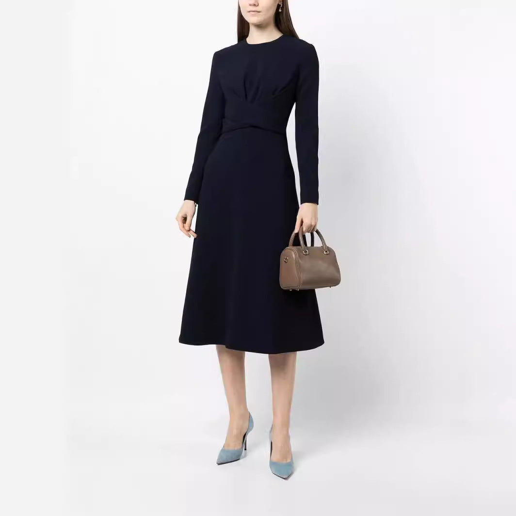 Women's midi dress with fitted draping and A-line skirt Mune Fashion