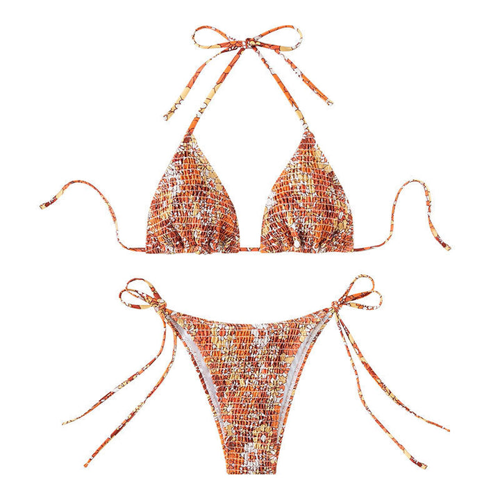 Women's triangle bikini with floral ruffle details and adjustable straps Mune Fashion