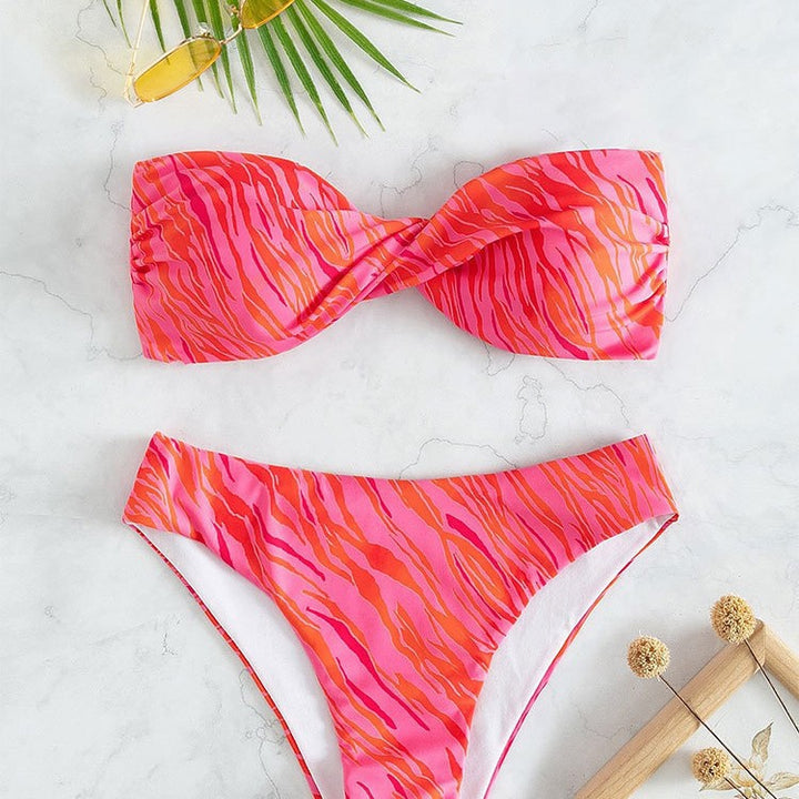 Women's bandeau bikini with elastic wrap design and high leg cut Mune Fashion
