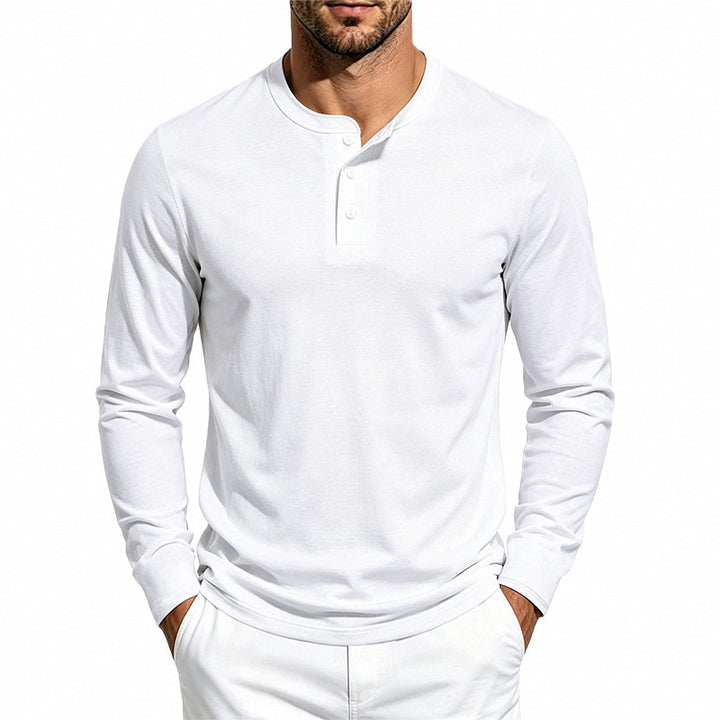 Men's Long Sleeve Henley Shirt made of fine waffle texture with 3-button placket Mune Fashion