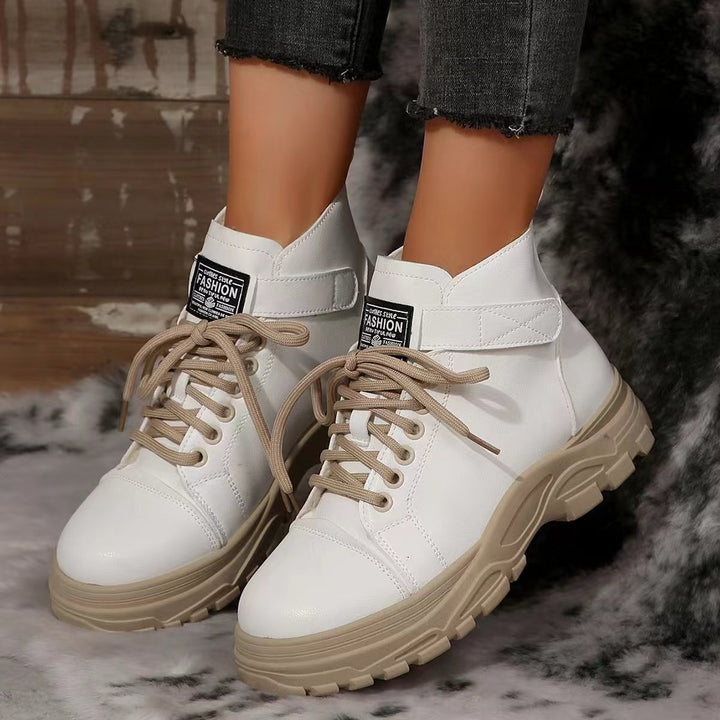Women’s fashionable platform high-top sneakers with Velcro straps, padded comfort insole, and profile tractor heel Mune Fashion