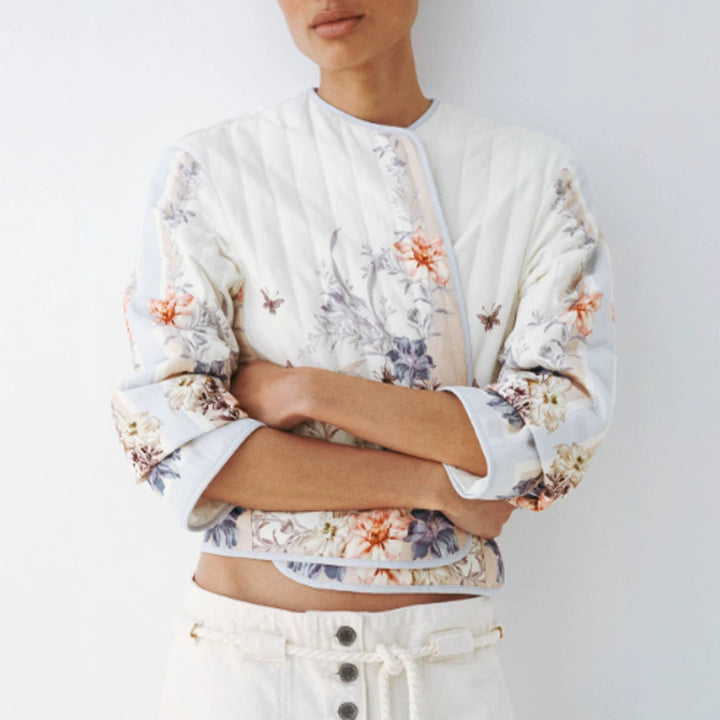 Women Two-Piece Floral Boucle Jacket and Pleated Mini Skirt Set Mune Fashion