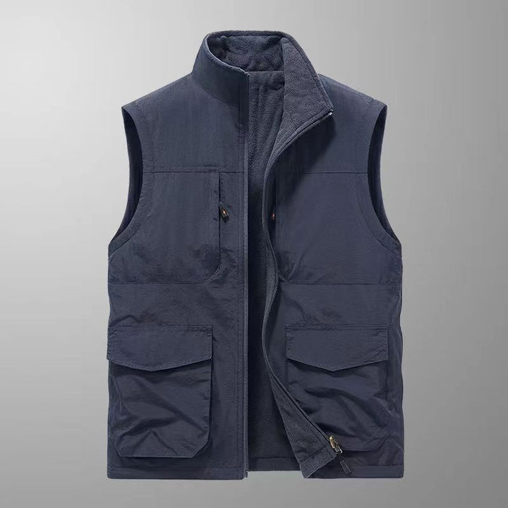 Men's Multifuntional Field Utility Vest with Multiple Pockets and Stand-Up Collar Mune Fashion